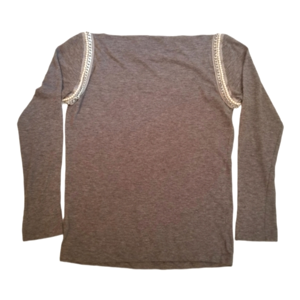 Sacai Luck Top Long Sleeve Embellished Size M Gray